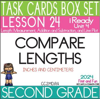 Preview of 2ND GRADE TASK CARD GAMES LESSON 24 COMPARE LENGTH IREADY MATH