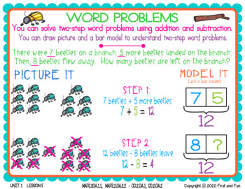 2ND GRADE TWO-STEP WORD PROBLEMS iREADY MATH UNIT 1 LESSON 5 by First