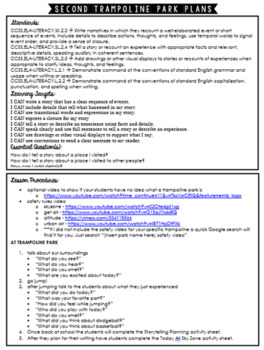 Preview of 2ND Trampoline Park Field Trip Lesson Plan