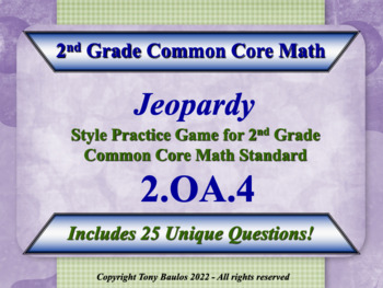 Preview of 2.OA.4 2nd Grade Math Jeopardy - Operations & Algebraic Thinking / Google Slides