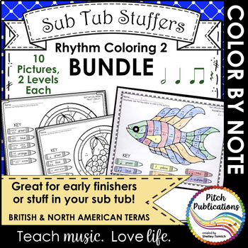 Preview of Rhythm Coloring 2 {BUNDLE} - Color by Note -Half Note, Quarter Note/Rest, Eighth