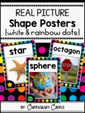 2D & 3D Shapes Posters {White & Rainbow Dot Theme}