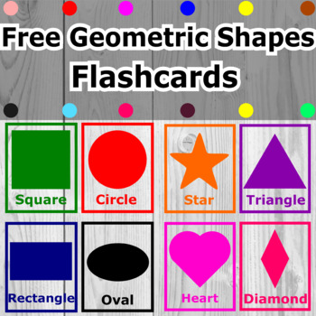 Preview of 2d Free colorful Geometric Shapes  flashcards Printables/worksheets ( 12 shapes)