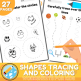 2d Shape Tracing and Coloring Practice Sheets | Lines and 