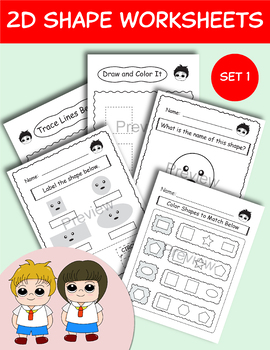 Preview of 2d Shapes Worksheets, Coloring Pages, Printable Shapes Worksheets for Kid-Set 1