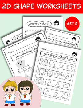 Preview of 2d Shapes Worksheets, Coloring Pages, Printable Shapes Worksheets for Kid-Set 5