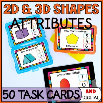Preview of 2d and 3d Shapes Attributes Activities - Number of Sides & Vertices Task Cards