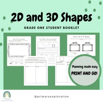 Preview of 2d and 3d Shapes Student Booklet - Geometry -  Primary, Grade 1