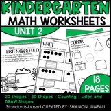 2d and 3d Shapes Worksheets and Assessments for Kindergarten
