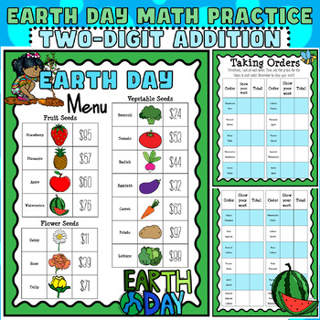 Preview of Earth Day Math Practice: Two-Digit Addition