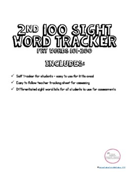 Preview of 2nd 100 Fry Sight Words Tracker