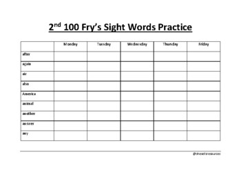 fry sight words 2nd 100