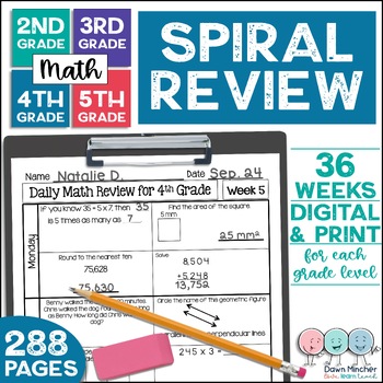 Preview of 2nd, 3rd, 4th, & 5th Grade Math Review Spiral Daily Math Morning Work Bundle