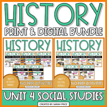 Preview of 2nd 3rd & 4th Grade Social Studies Lessons - History Print & Digital Activities