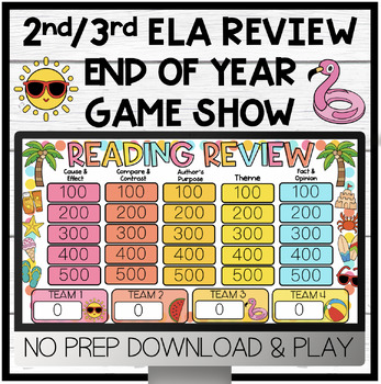 Preview of 2nd/3rd ELA Summertime Review Game Show End of Year Test Prep Jeopardy Style