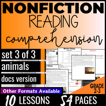 Preview of 2nd 3rd Grade Animals Nonfiction Reading Comprehension Passages and Questions