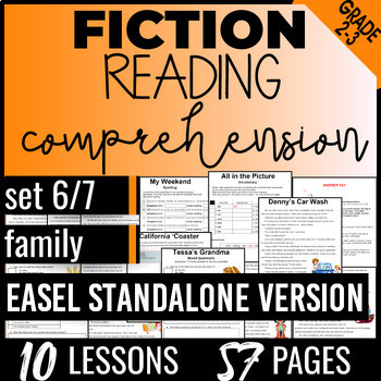 Preview of 2nd 3rd Grade Family Fiction Reading Passages and Questions Easel Activity