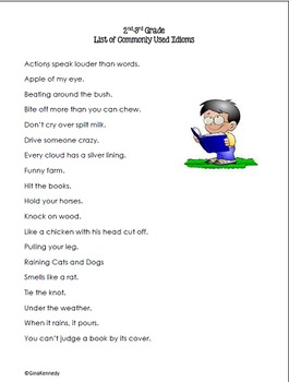 2nd & 3rd Grade Figurative Language Idioms Tiered Differentiated Lessons