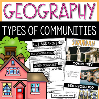 Preview of 2nd & 3rd Grade Geography - Types of Communities Social Studies Activities
