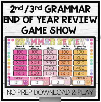 Preview of 2nd-3rd Grade Grammar End of Year Review | Game Show | Test Prep | NO PREP