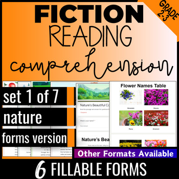 Preview of 2nd 3rd Grade Nature Fiction Reading Passages with Comprehension Questions Forms