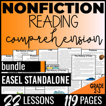 Preview of 2nd 3rd Grade Nonfiction Reading Comprehension Passages Easel Activity Bundle