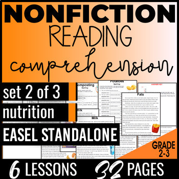 Preview of 2nd 3rd Grade Nutrition Nonfiction Reading Passages Standalone Easel Activity