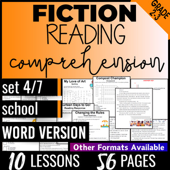 Preview of 2nd 3rd Grade School Fiction Reading Comprehension Passages Word Document