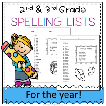 2nd and 3rd Grade Phonics Spelling Lists by Teaching Blooming Wildflowers