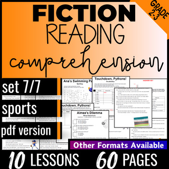 Preview of Sports Fiction Reading Comprehension Passages and Questions 2nd 3rd Grade |Set 7