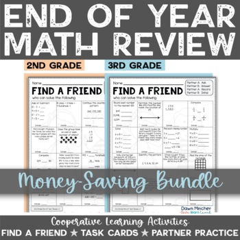 Preview of 2nd & 3rd Grades Math Review End of the Year Activities Cooperative Learning