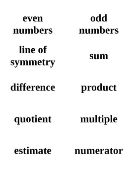 Preview of 2nd - 4th Grade Math Vocabulary Flashcards - Texas