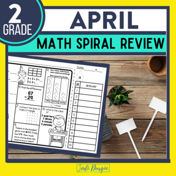 Preview of APRIL Spiral Review Worksheets Spring Math Activities 2nd Grade Activity