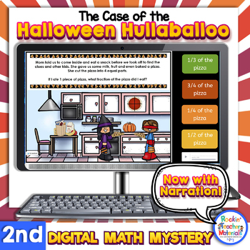 Preview of 2nd Gr. Narrated Digital Math Mystery Halloween Word Problems