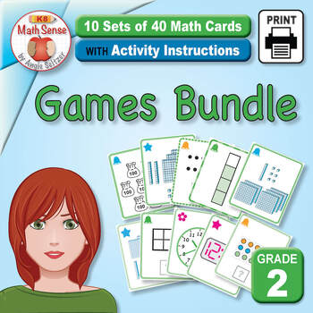 Preview of 2nd Grade 10 Math Sense Games & Activities Bundle for SPED - Subs - Intervention