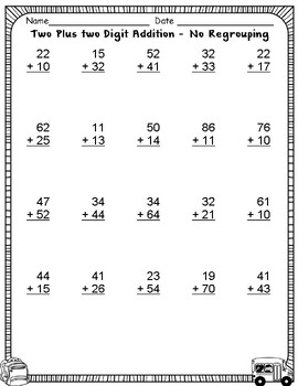 Nd Grade Digit Addition Without Regrouping Worksheets Plus Digit Add