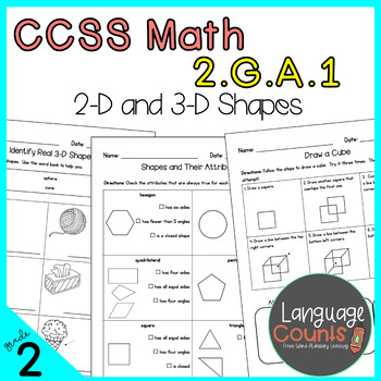 Preview of 2nd Grade, 2D and 3D Shapes and Their Attributes- No Prep Practice Worksheets