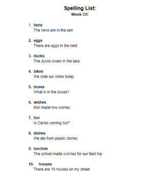 Preview of 2nd Grade (2nd Semester) Spelling Lists