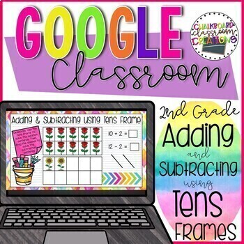 Preview of 2nd Grade Adding & Subtracting using Tens Frame for Google Classroom™ 2.OA.B.2