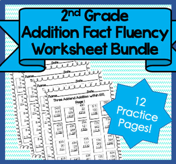 Preview of 2nd Grade Addition Fact Fluency BUNDLE