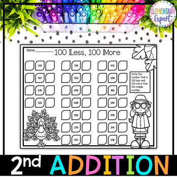 Preview of 2nd Grade Addition Subtraction Worksheet Pack - Print and Digital Resources