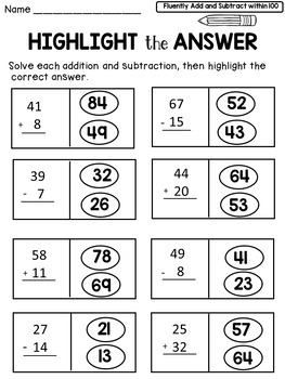 2nd Grade Addition and Subtraction Worksheets by Dana's ...