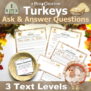 Preview of 2nd Grade All About Turkeys Reading Lesson RI.2.1 Ask & Answer Questions