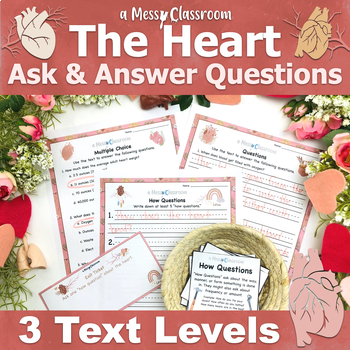 Preview of 2nd Grade Anatomy Heart Reading Lesson RI.2.1 Ask & Answer Questions Valentines