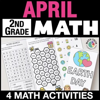 Preview of 2nd Grade April Math Centers, Earth Day Math Brochure, Spring Math Activities