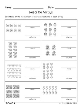 DISTANCE LEARNING 2nd Grade, Arrays & Repeated Addition- No Prep Worksheets