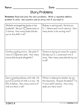 distance learning 2nd grade arrays repeated addition no prep worksheets