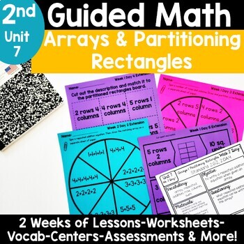 Preview of 2nd Grade Arrays Partitioning Rectangles Repeated Addition Worksheets Activities