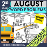 2nd Grade August Word Problems printable and digital math 