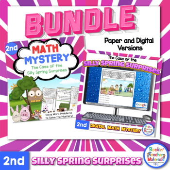 Preview of 2nd Grade BUNDLE Digital & Printable Spring Math Mystery for Distance Learning